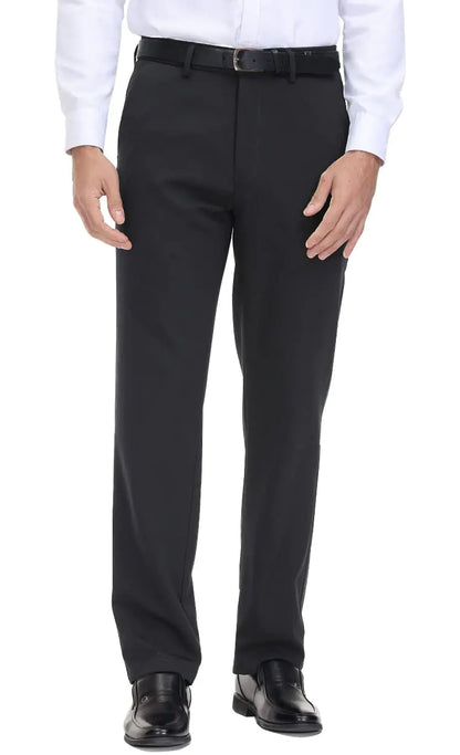 Soojun Men's Classic Fit Flex Waist Flat Front Dress Pant Black 36W x 34L