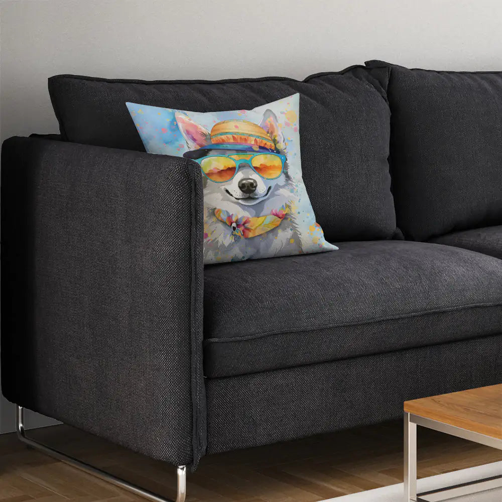 Alaskan Klee Kai Hippie Dawg Throw Pillow