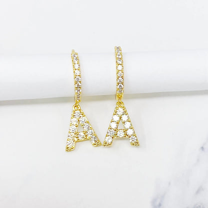 Crystal Initial Drop Earrings