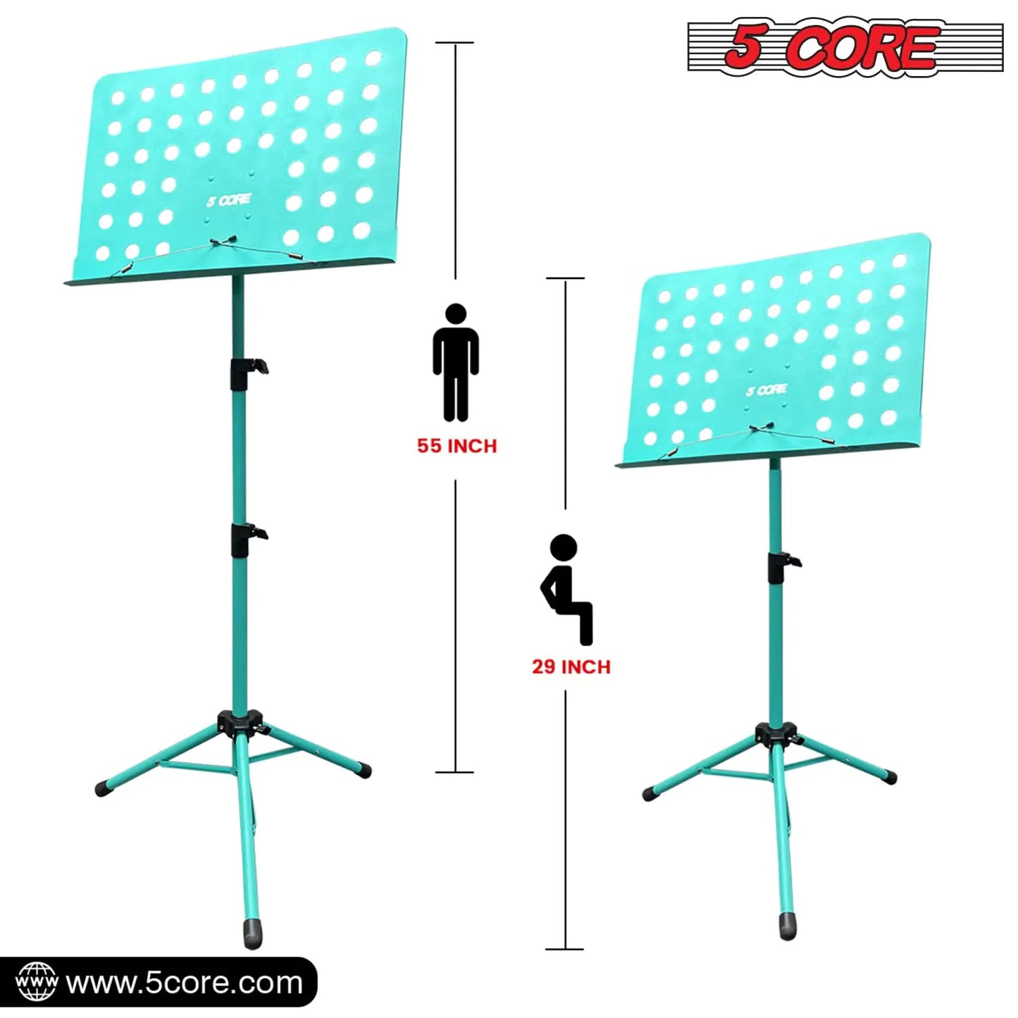 Suporte de Música 5Core para Partituras, Tripé Portátil Ajustável e Dobrável