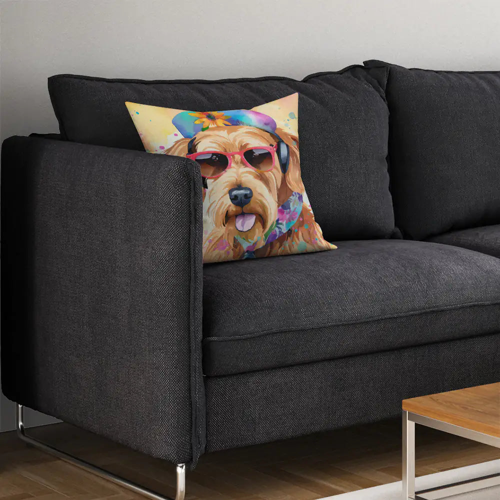 Airedale Terrier Hippie Dawg Throw Pillow