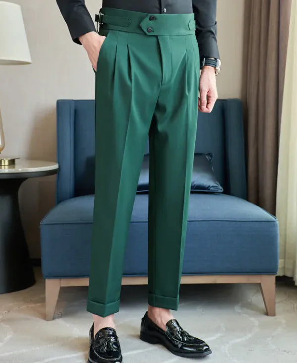 Men's Mid High Waisted Long Casual Pants