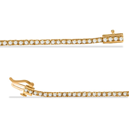 10K Yellow Gold Plated .925 Sterling Silver 2.0 Cttw Champagne Diamond Tennis 7" Bracelet (Champagne Color, I3 Clarity)