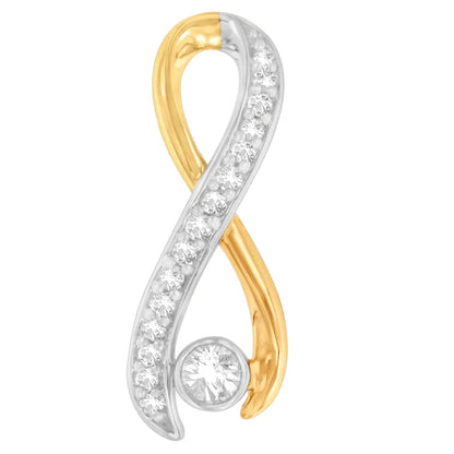 Colar com Pingente Radiant Ribbon em Ouro 10K Bicolor com 1/5 cttw de Diamantes (H-I, I1-I2)