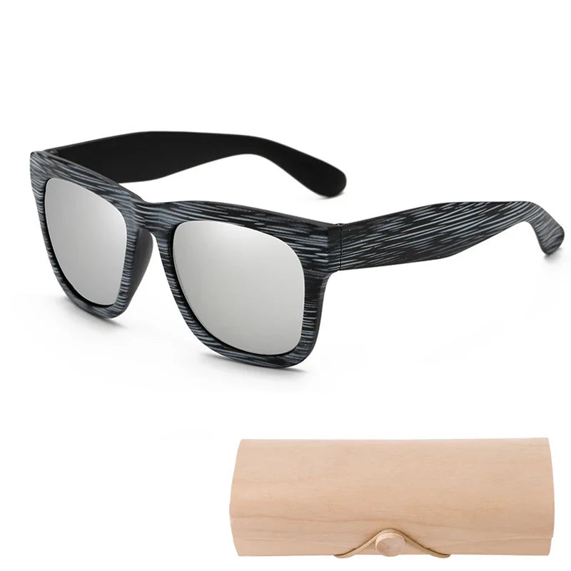 Square Bamboo  Retro Sunglasses