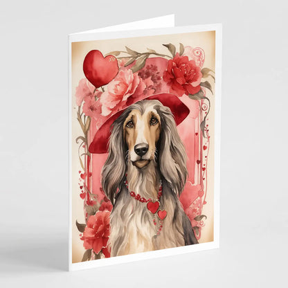 Afghan Hound Valentine Roses Greeting Cards Pack of 8