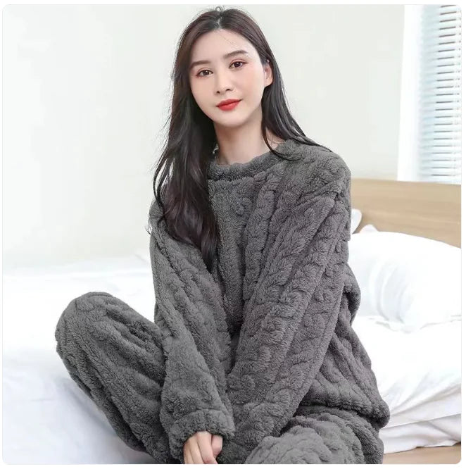 Cozy Flannel Thickened Lounge Set