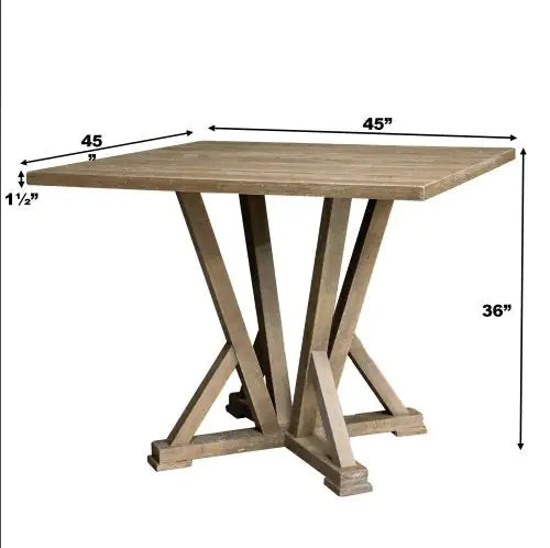 Square Counter Table 45 Inches Solid Wood Rubber Wood