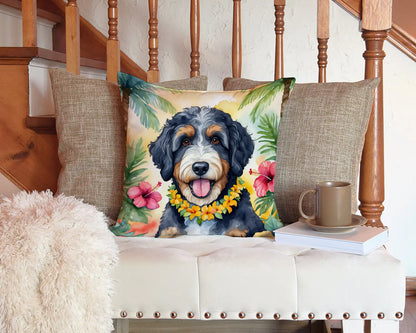 Bernedoodle Luau Throw Pillow