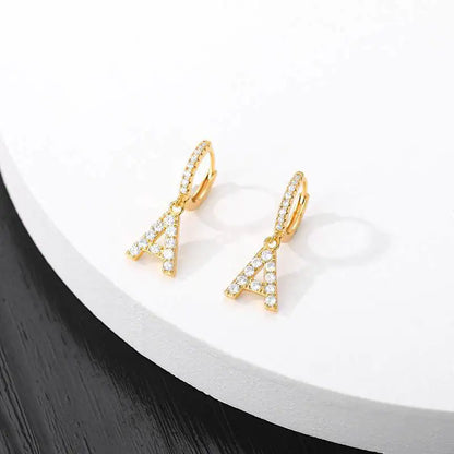 Crystal Initial Drop Earrings