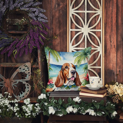 Basset Hound Luau Throw Pillow