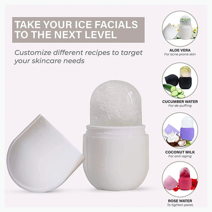 ice Roller for Face and Eye, Upgrated Ice Facial Roller,Facial Beauty Ice Roller Skin Care Tools, Ice Facial Cube Gua Sha Face Massage, Silicone Ice Mold for Face Beauty (White) White