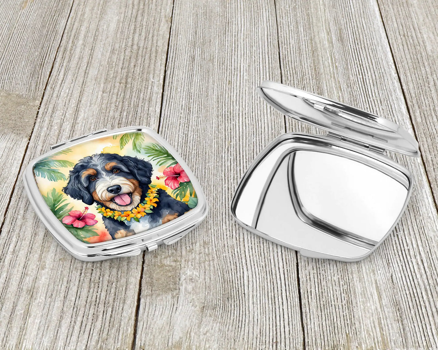 Bernedoodle Luau Compact Mirror