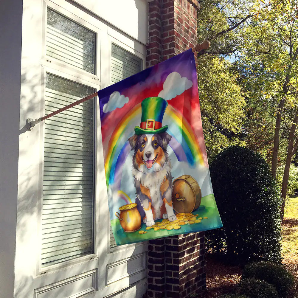 Australian Shepherd St Patrick's Day House Flag