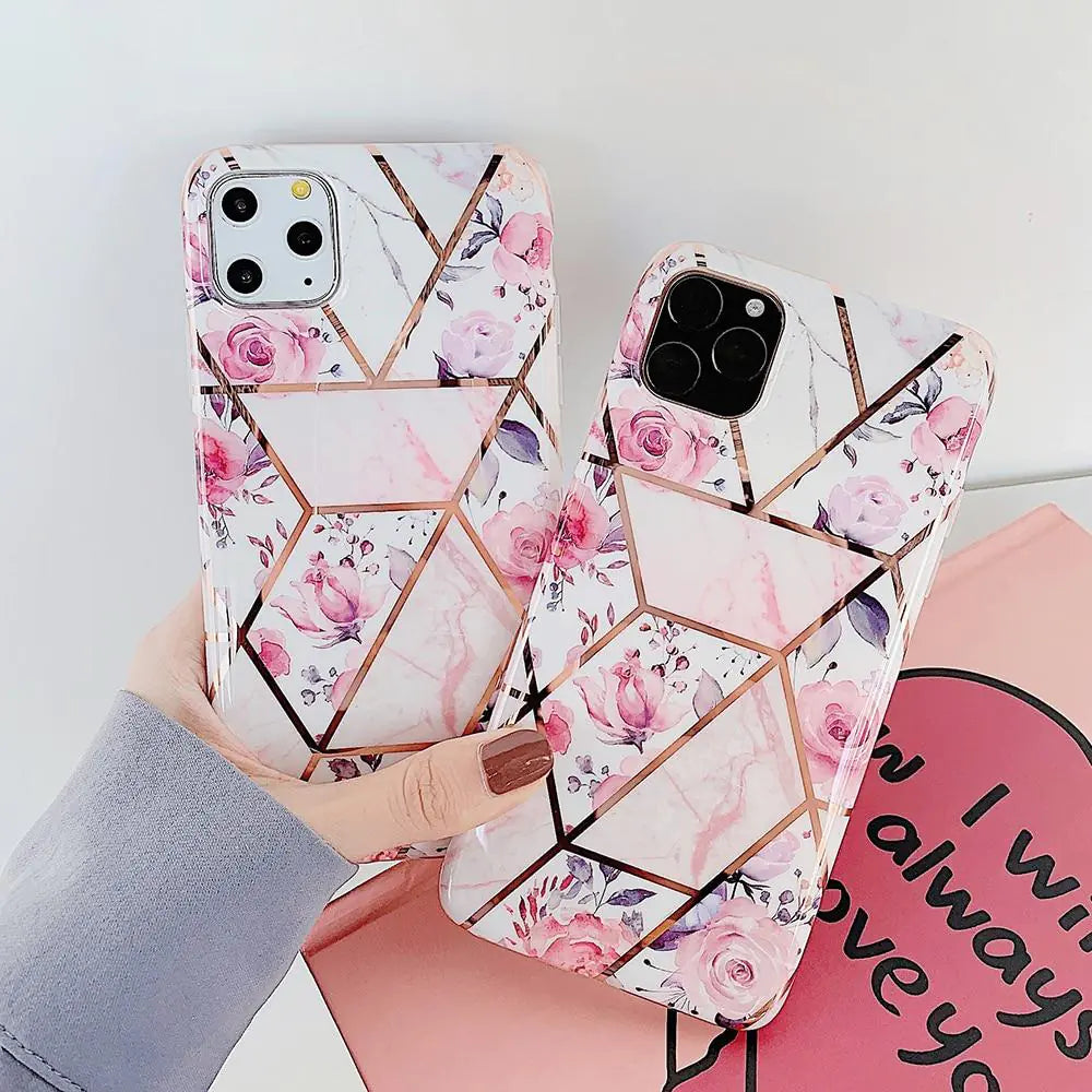 Geometric Pink Flower Case