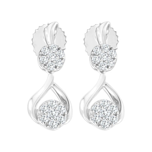 Boucles d'oreilles pendantes en argent sterling plaqué or blanc 10K avec diamants synthétiques de 1/2 carat cttw (Couleur F-G, Clarté VS2-SI1)