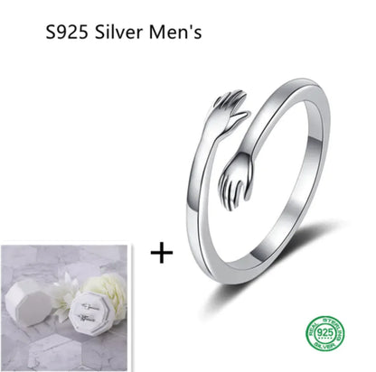 S925 Silver Couple Hug Ring