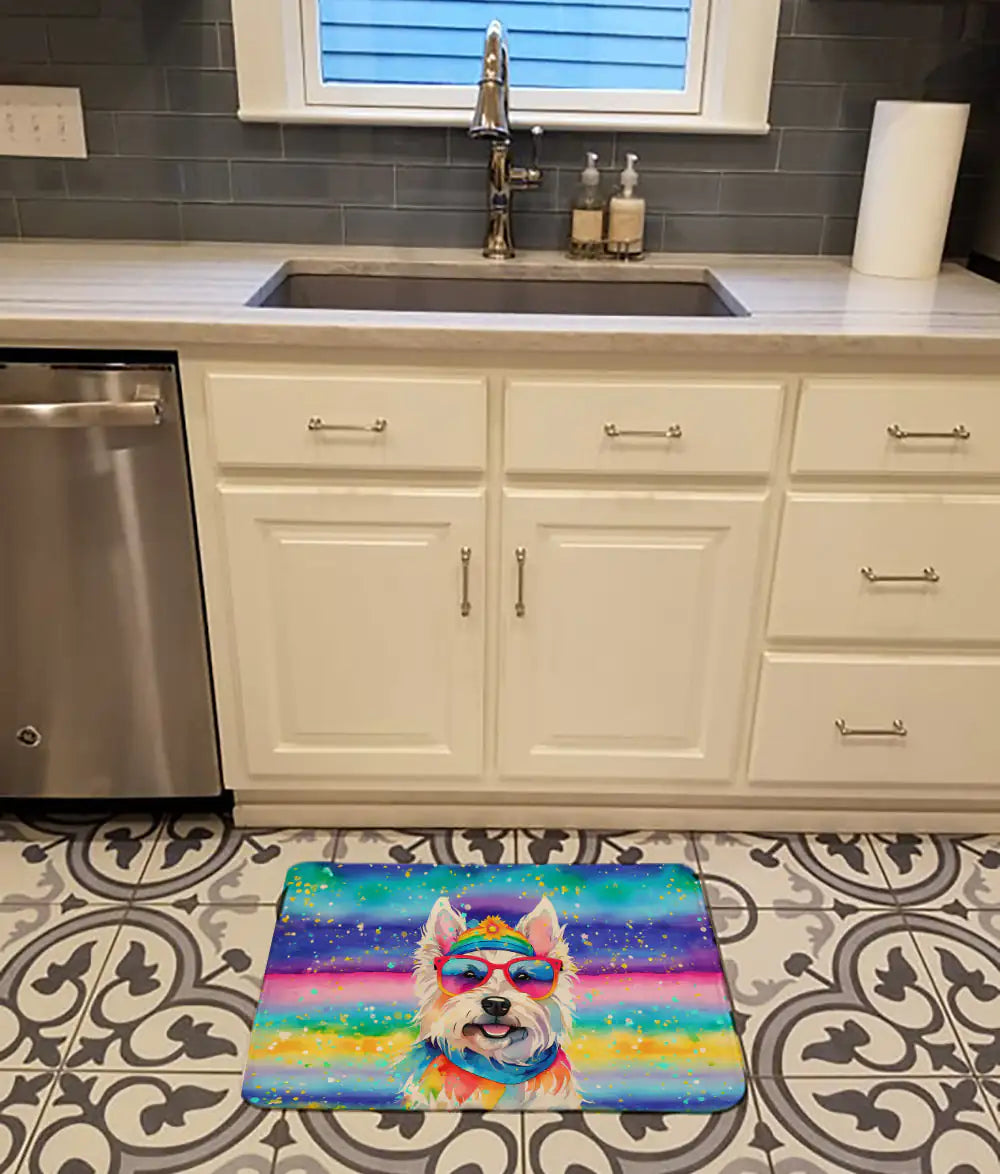 Westie Hippie Dawg Memory Foam Kitchen Mat