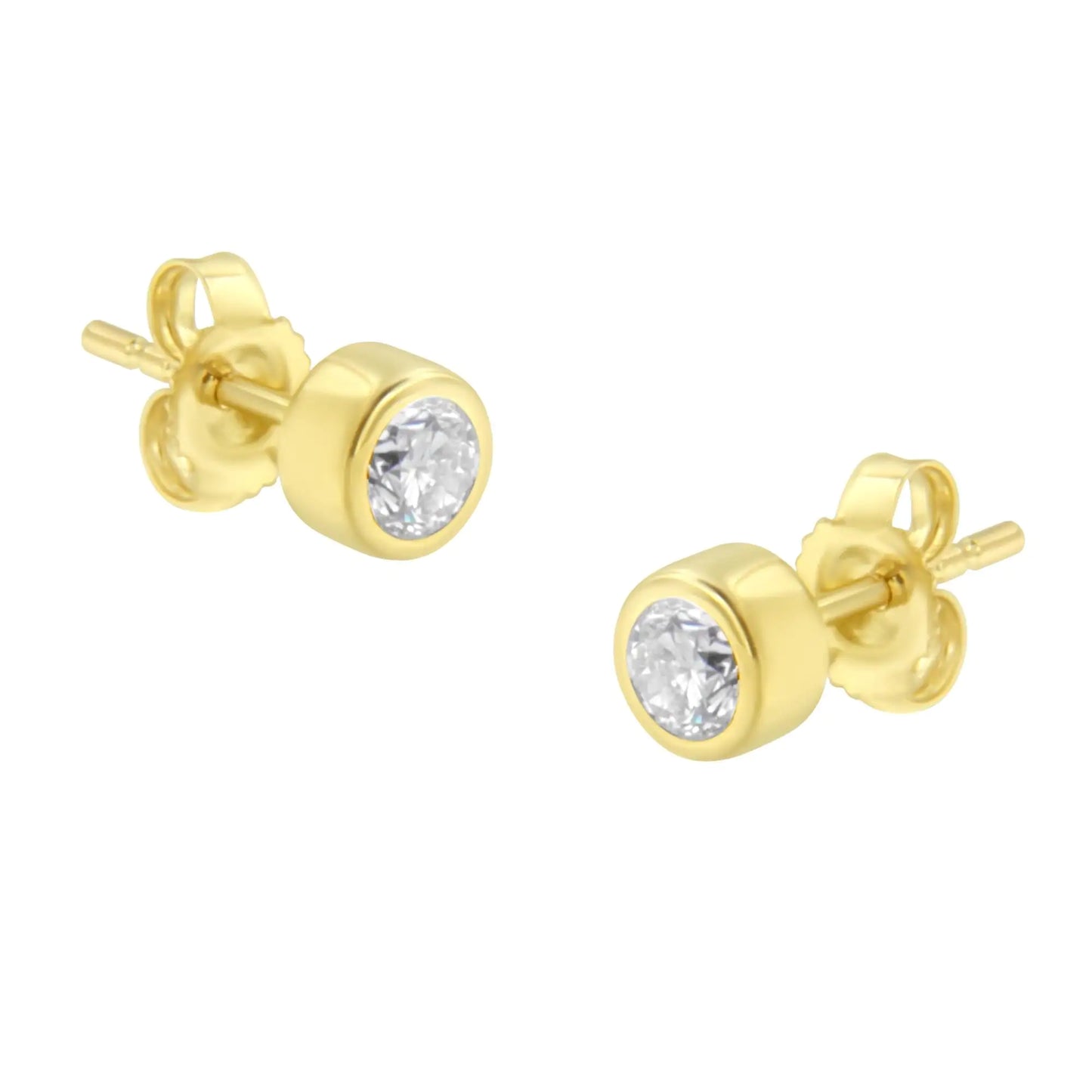 10K Gold 0.30 Cttw Round Brilliant-Cut Near Colorless Diamond Bezel-Set Stud Earrings (H-I Color, I1-I2 Clarity)