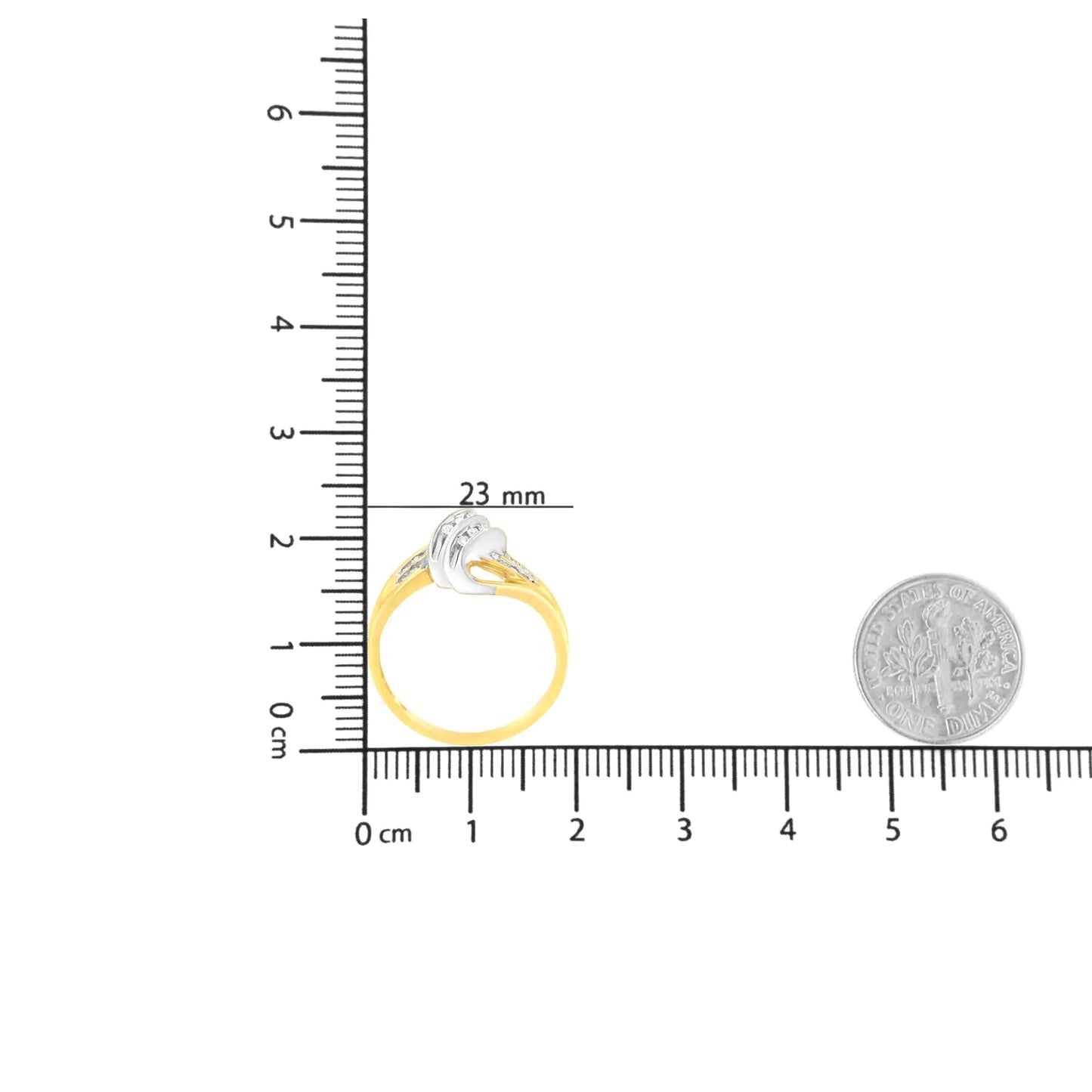 10K Gelb- und Weißgold 1/15 Karat Rundschliff Diamant Bypass Ring (I2 Farbe, I-J Reinheit)