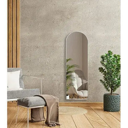 Silver 65x22 Inch Metal Arched Stand Full-length Mirror