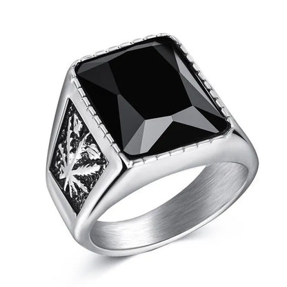 Punk Titanium Steel Valknut Signet Ring