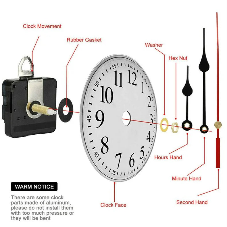 DIY Clock Parts Movement Quartz Mechanism Wall Replacement Repair Tool Hands Kit