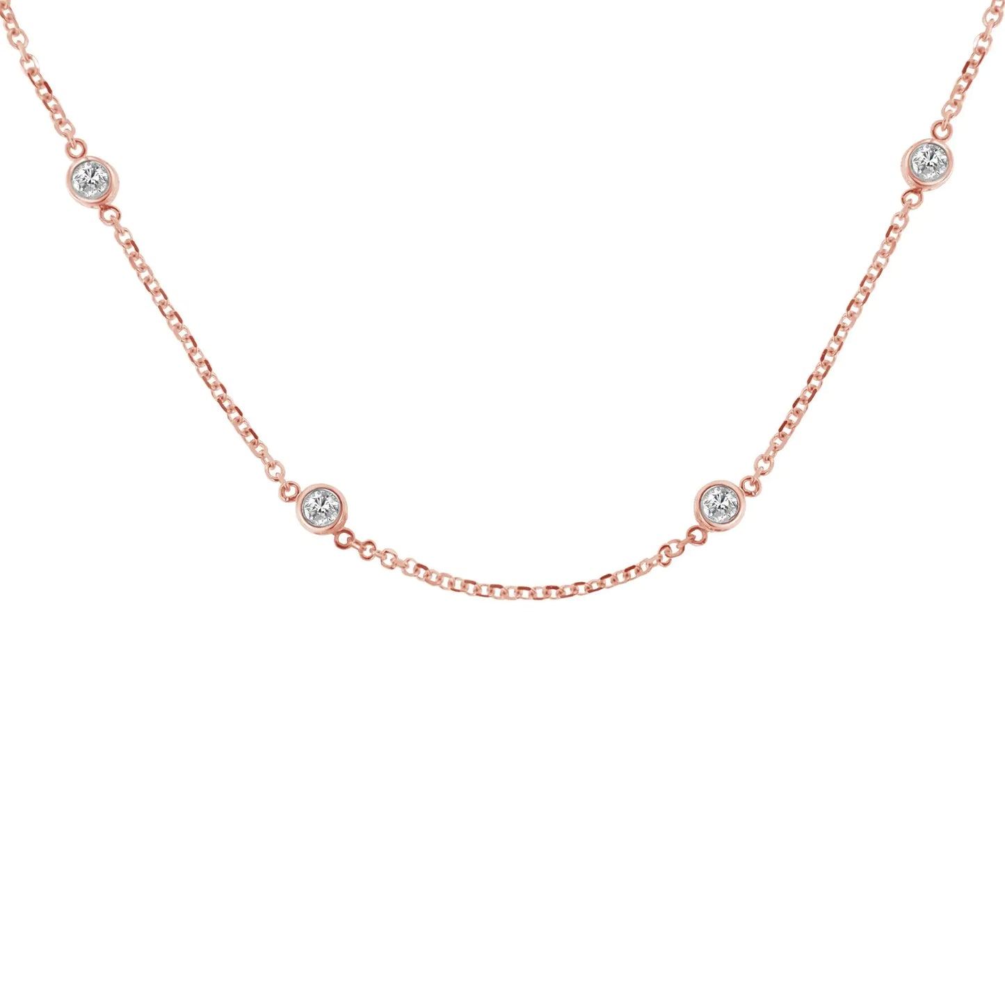 Sterling Silver Bezel-Set Diamond Station Necklace (1 cttw, J-K Color, I1-I2 Clarity)