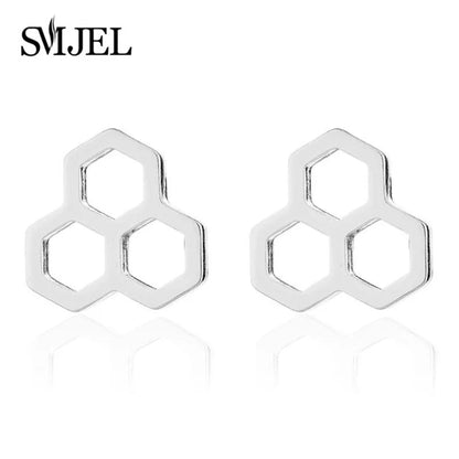 Triple Honeycomb Stud Earrings