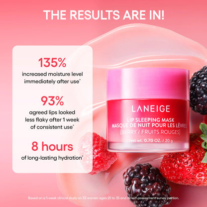 LANEIGE Lip Sleeping Mask: Nourish, Hydrate, Vitamin C, Murumuru & Shea Butter, Antioxidants, Flaky, Dry Lips Candy Cane Swirl