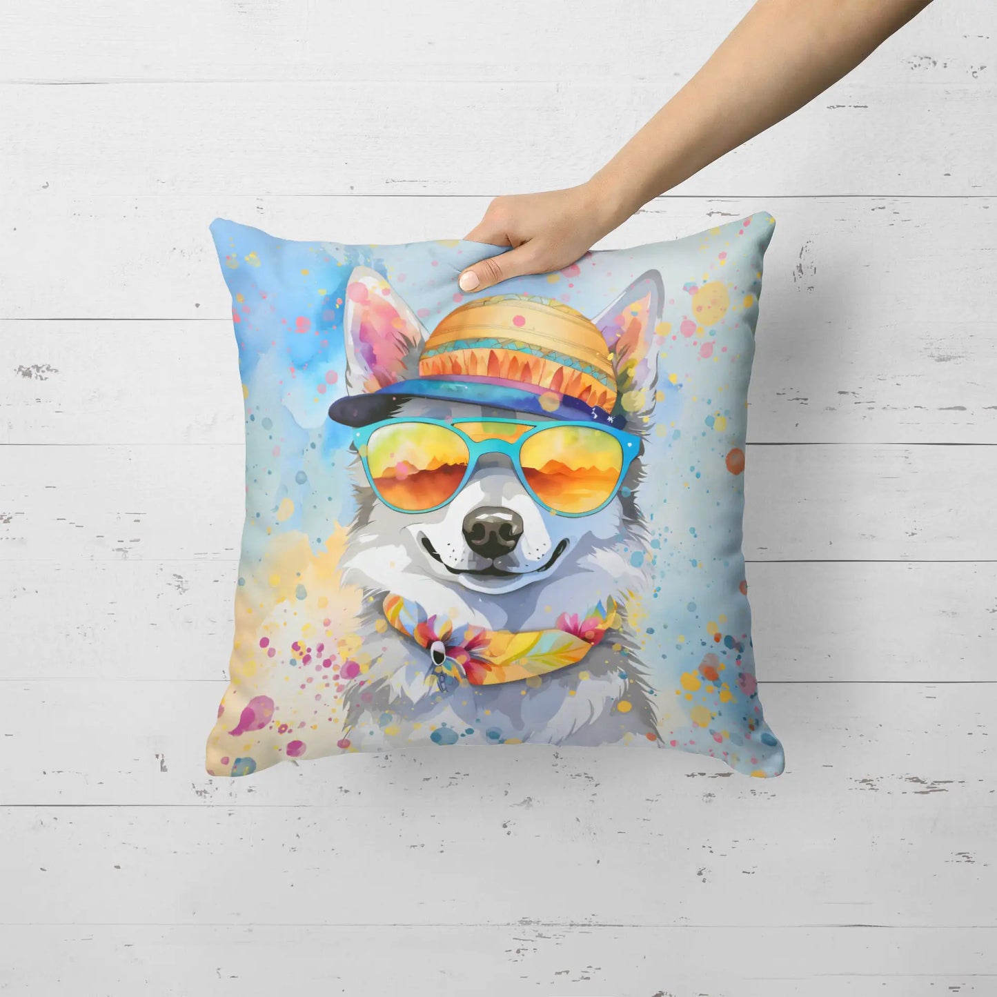 Alaskan Klee Kai Hippie Dawg Throw Pillow