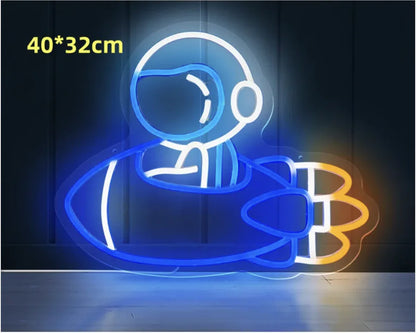 LED Neon Light Spaceman & Planet Wall Decor