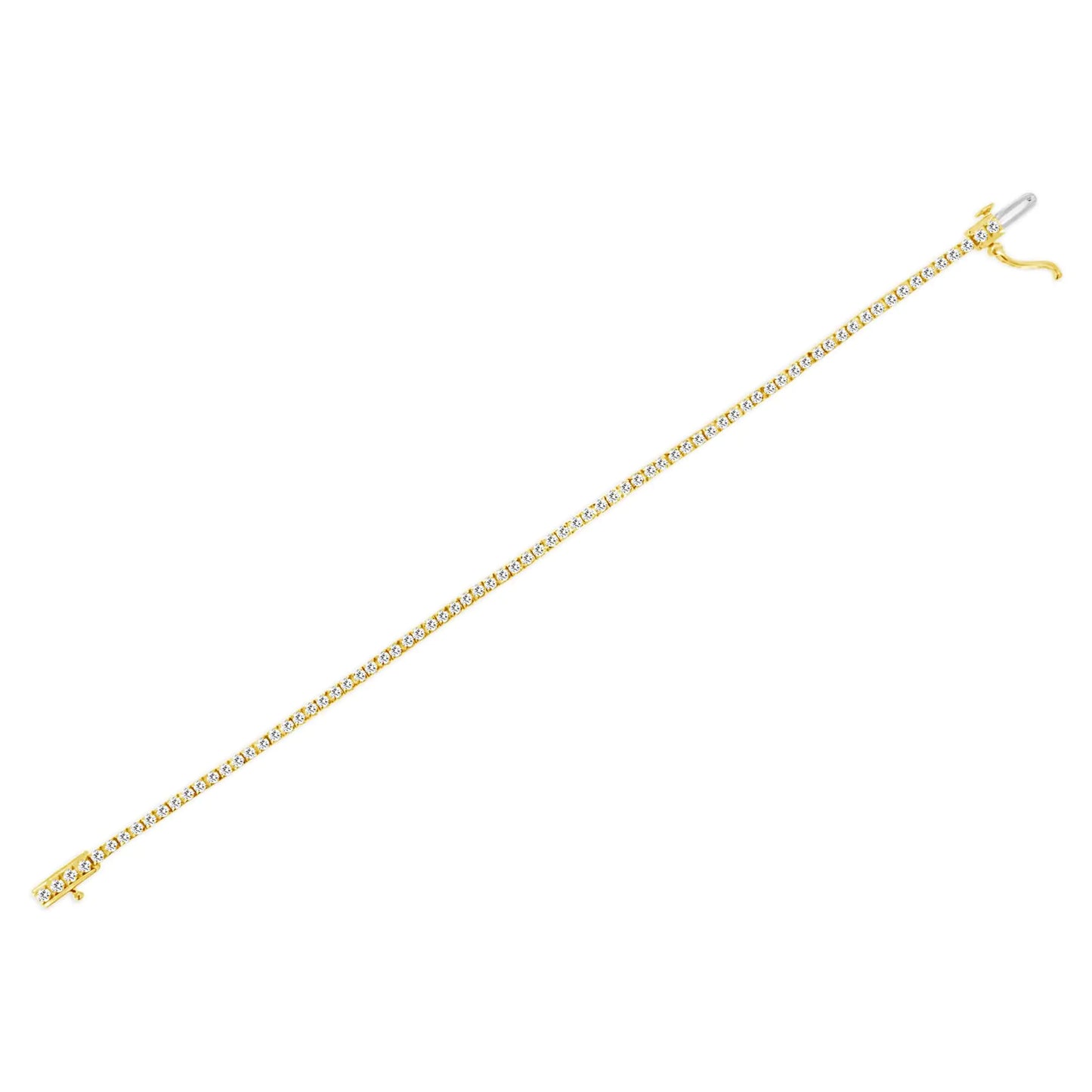 Pulsera de Tenis de Eslabones Clásicos de Plata Esterlina .925 con Baño de Oro Amarillo de 14K y 2.0 Cttw de Diamantes (Color K-L, Claridad I2-I3) - 7-1/4"