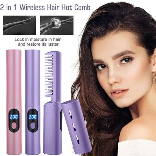 Portable 2-In-1 Hair Straightener Comb