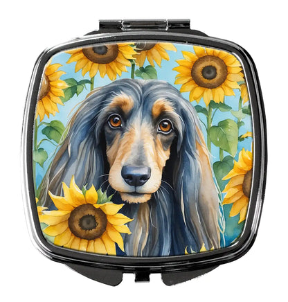 Afghan Hound in Sunflowers Compact Mirror