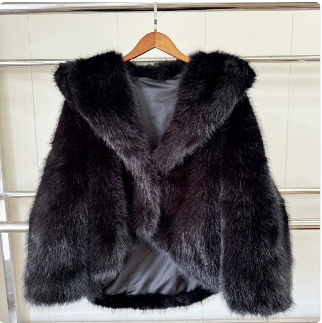 Women's Faux Fox Fur Hooded Coat