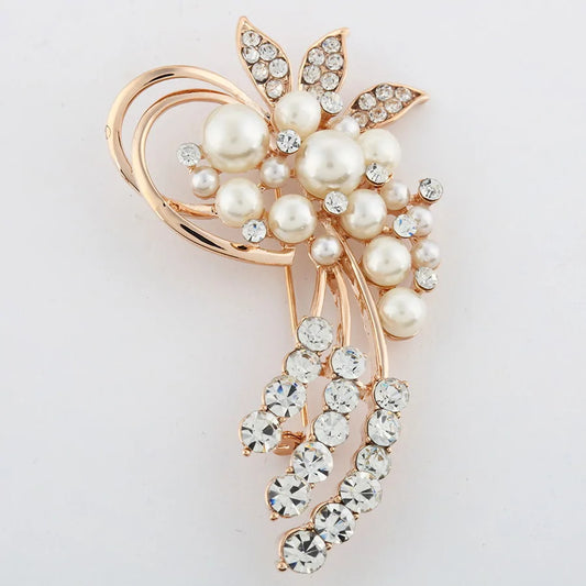 Pearly Flower Swath Brooch