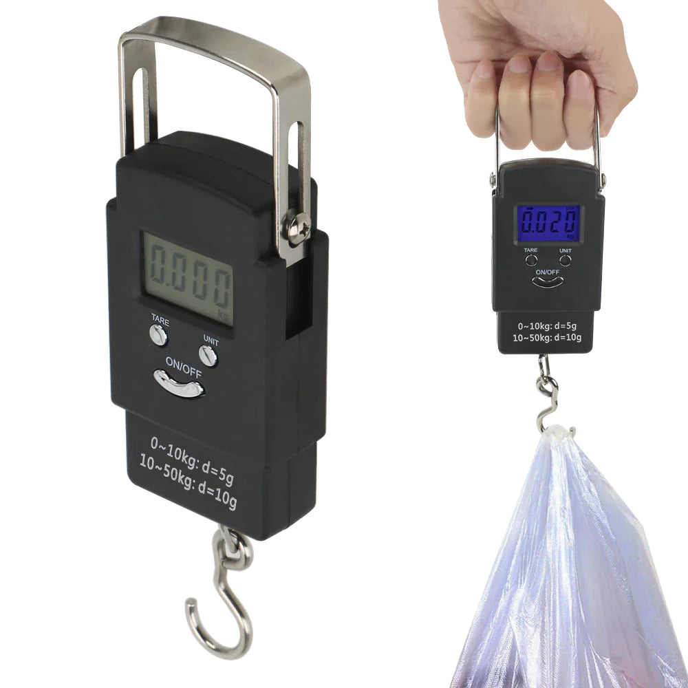 Portable Fish Scale Travel LCD Digital Hanging Luggage Electronic 110lb / 50kg