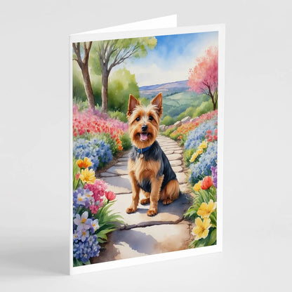 Australian Terrier Spring Garden Greeting Cards Pack of 8