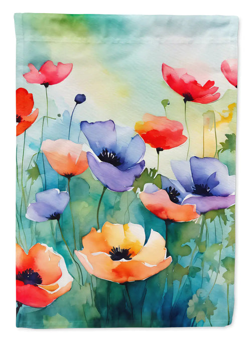 Anemones in Watercolor Garden Flag