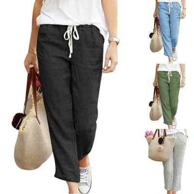 Women's Autumn Cotton Elastic Waist Pants