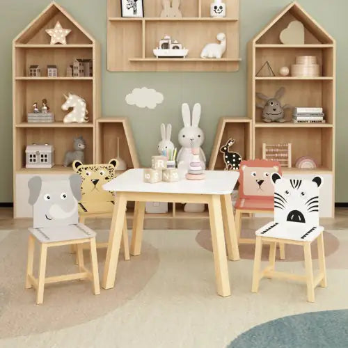 Solid Wood Children's Table And Chair 5-piece Set