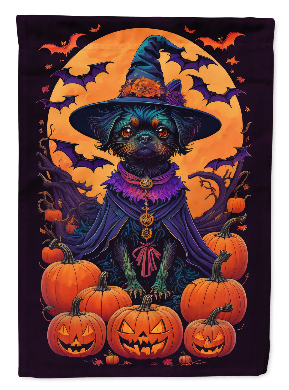 Affenpinscher Witchy Halloween Garden Flag