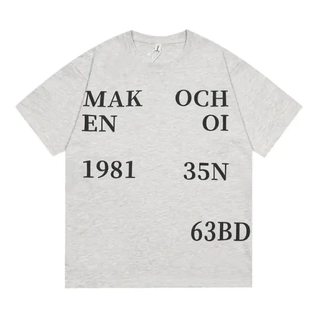 High Street Fashion Brand Printed Letters Men's Short Sleeve