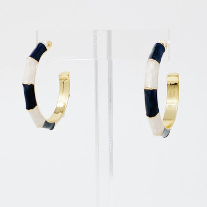 Color Block Bamboo Hoop Earrings