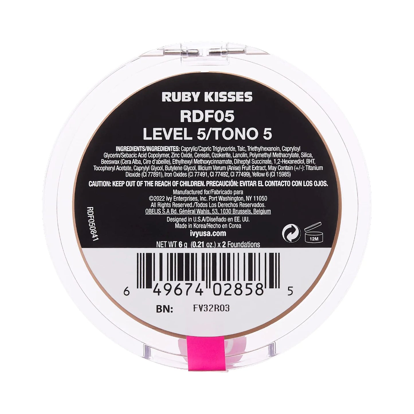 Ruby Kisses 3D Face Creator Cream Foundation & Concealer, 12 Hours Long Lasting, Medium to Full Coverage, Non-Greasy, Ideal for Makeup & Contour Palette (Level 5) 0.21 Ounce (Pack of 1) 1-5 Level 5