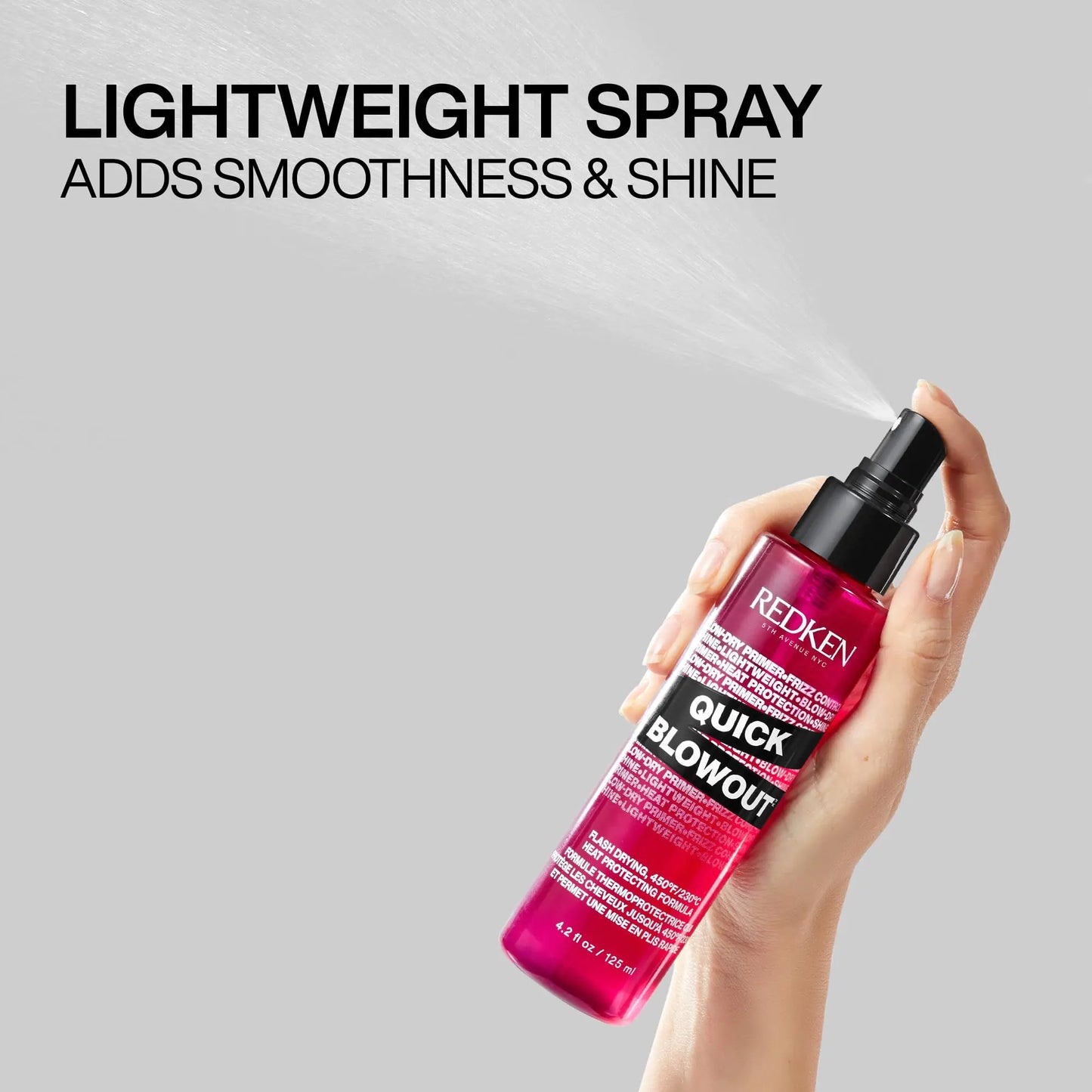 Redken Quick Blowout Heat Protection Spray | Blow Dry Primer to Reduce Styling Time | Smooths & Adds Shine | Lightweight Blowdry Heat Protectant Spray for Hair | For All Hair Types 4.2 Fl Oz (Pack of 1)