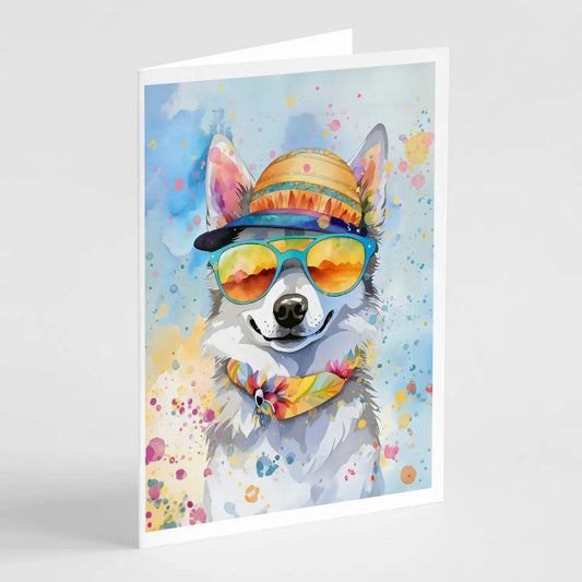 Alaskan Klee Kai Hippie Dawg Greeting Cards Pack of 8