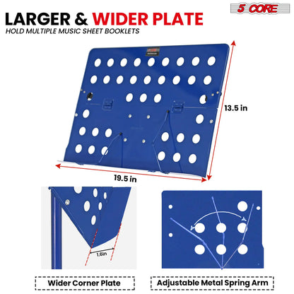 Suporte para Partituras 5Core Portátil, Tripé Ajustável e Dobrável, Suporte para Notas AZUL