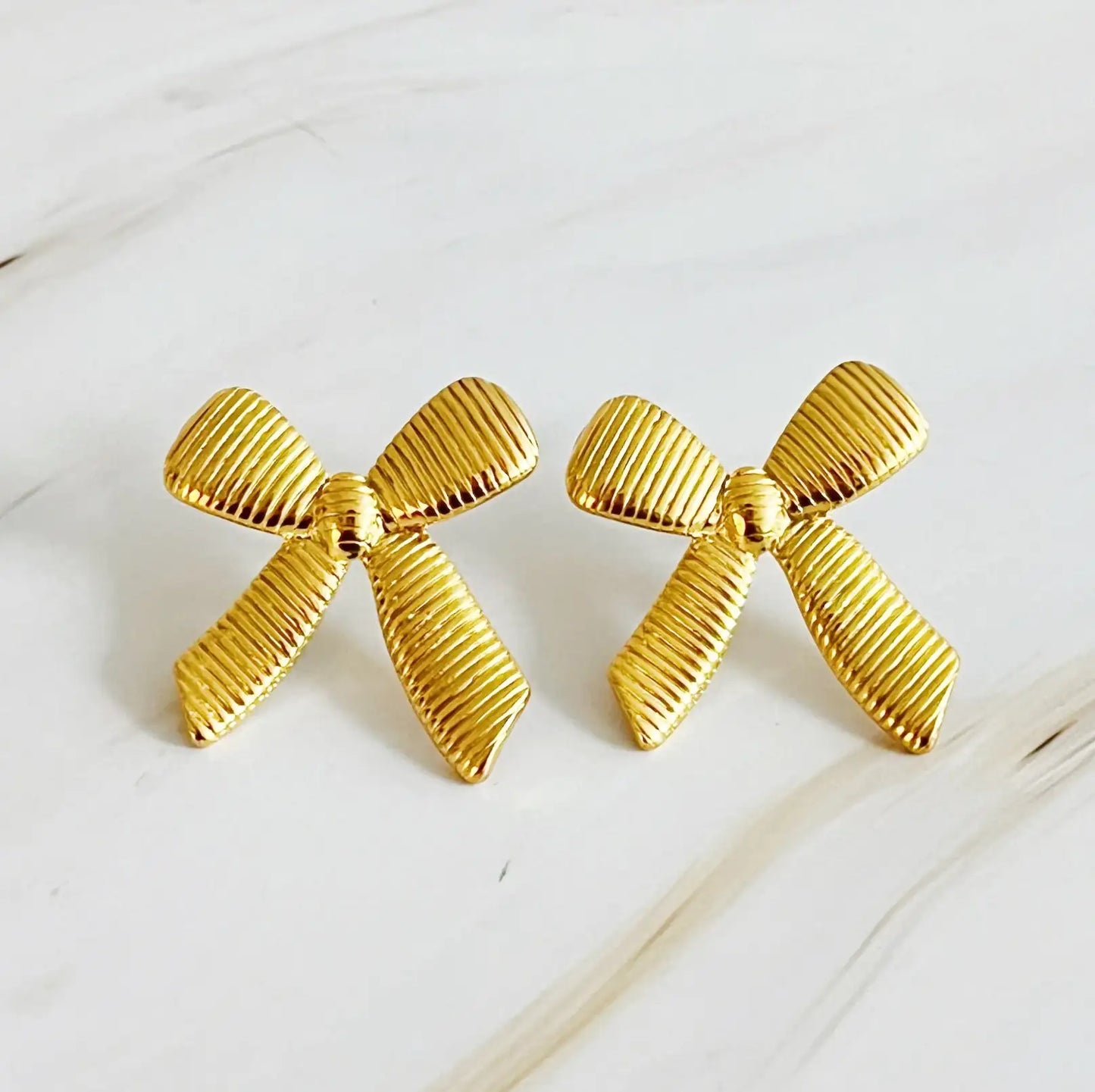 Cabled Bow Stud Earrings